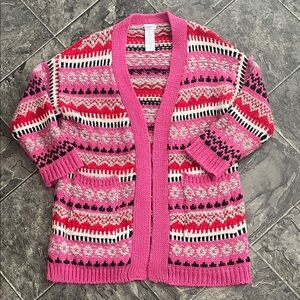 Vintage COCOGIO Wool-Blend Patterned Cardigan Sweater Cottagecore CoastalGrandma